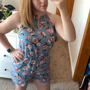 Baby blue floral romper